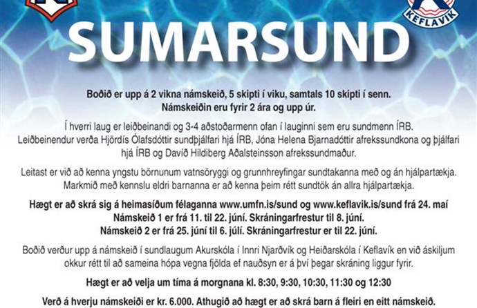 Sumarsund - skráning hafin